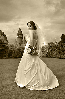 Scottish bridal portrait at fairytale castle wedding by wedding photographer Alexander Whyte