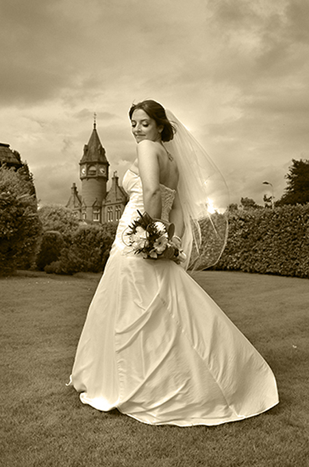 Scottish bridal portrait at fairytale castle wedding by wedding photographer Alexander Whyte